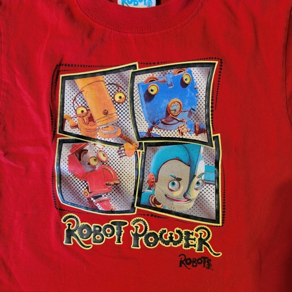 Robots Movie Y2K 20th Century Fox Robots Kids Shirt Robot Power - Picture 1 of 7